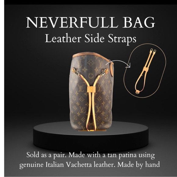 Louis Vuitton Neverfull Vachetta Leather Replacement Side Strap cinches sides - Picture 5 of 10